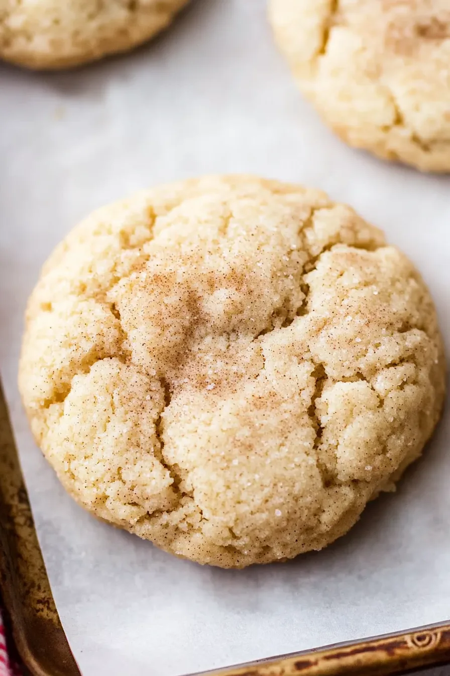 Close-up of soft, golden cookies with a cinnamon-sugar coating.