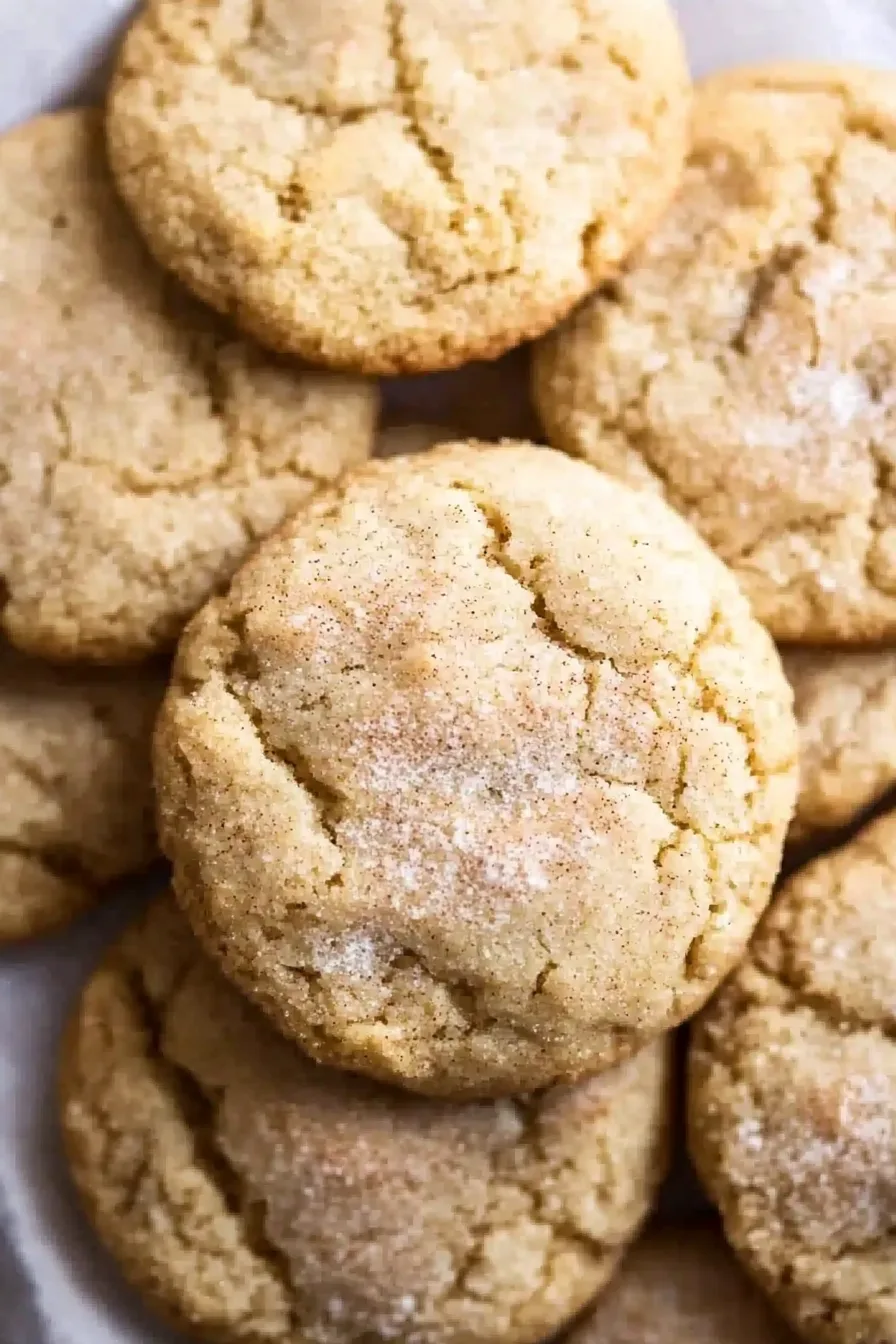 Round spiced cookies with a light dusting of sugar and cinnamon.