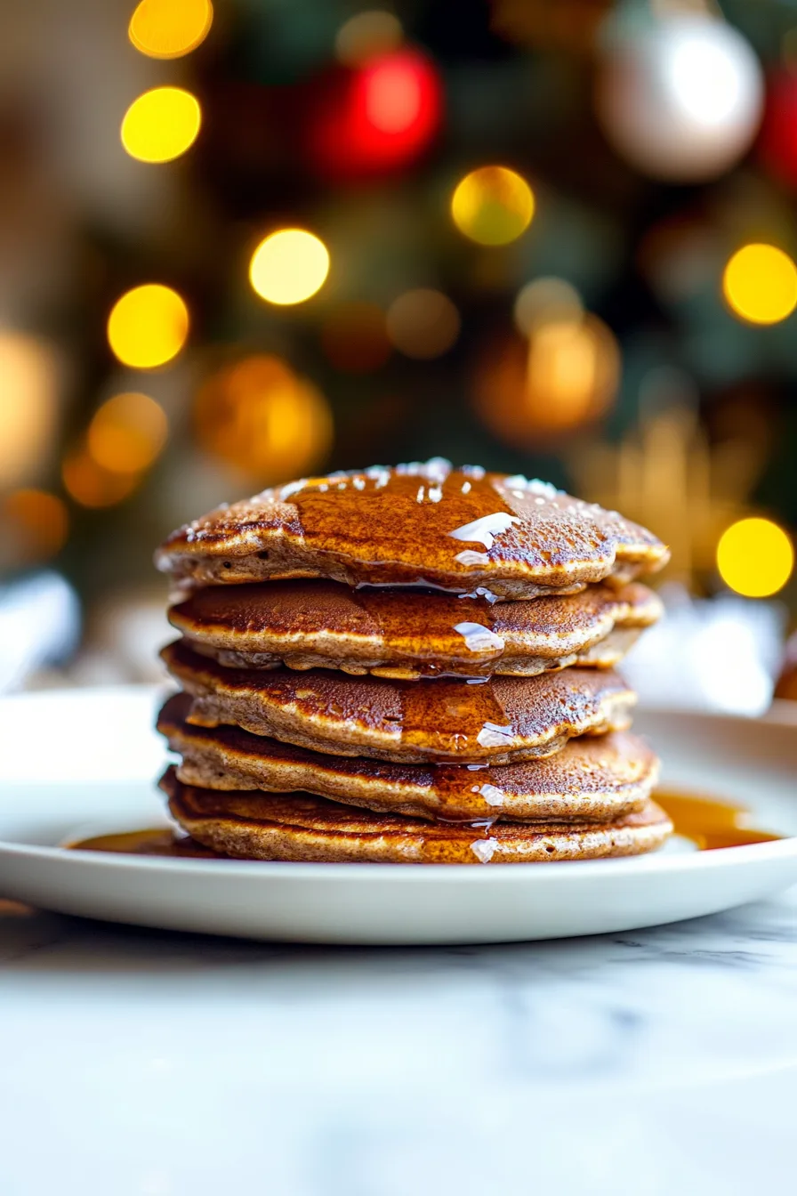 Warm pancakes served with a dusting of sugar and a cinnamon stick garnish
