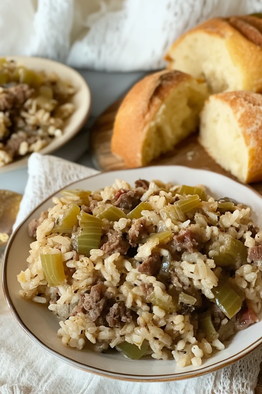 Close-up of a hearty, comforting one-pot dinner.