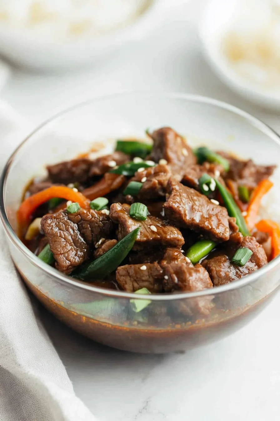 Slow-simmered beef in a dark soy-based sauce, ready to eat.