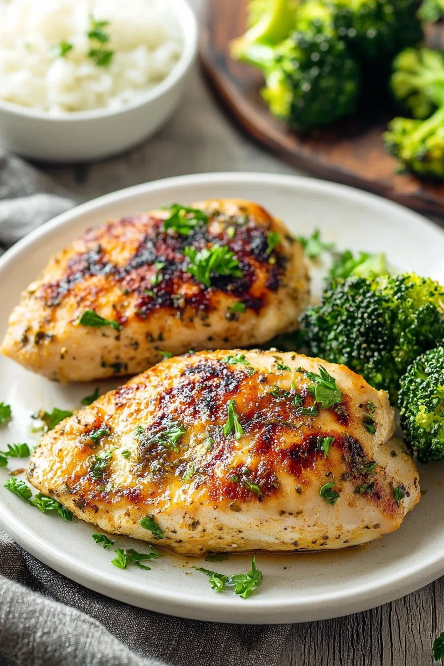 Golden, oven-roasted chicken breast with crispy edges.