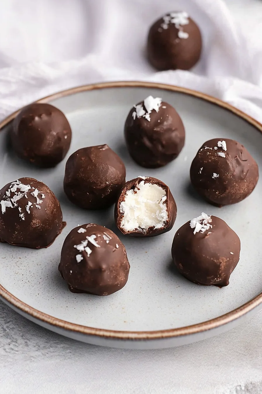 Kentucky Bourbon Balls with a chocolate shell and creamy filling center.