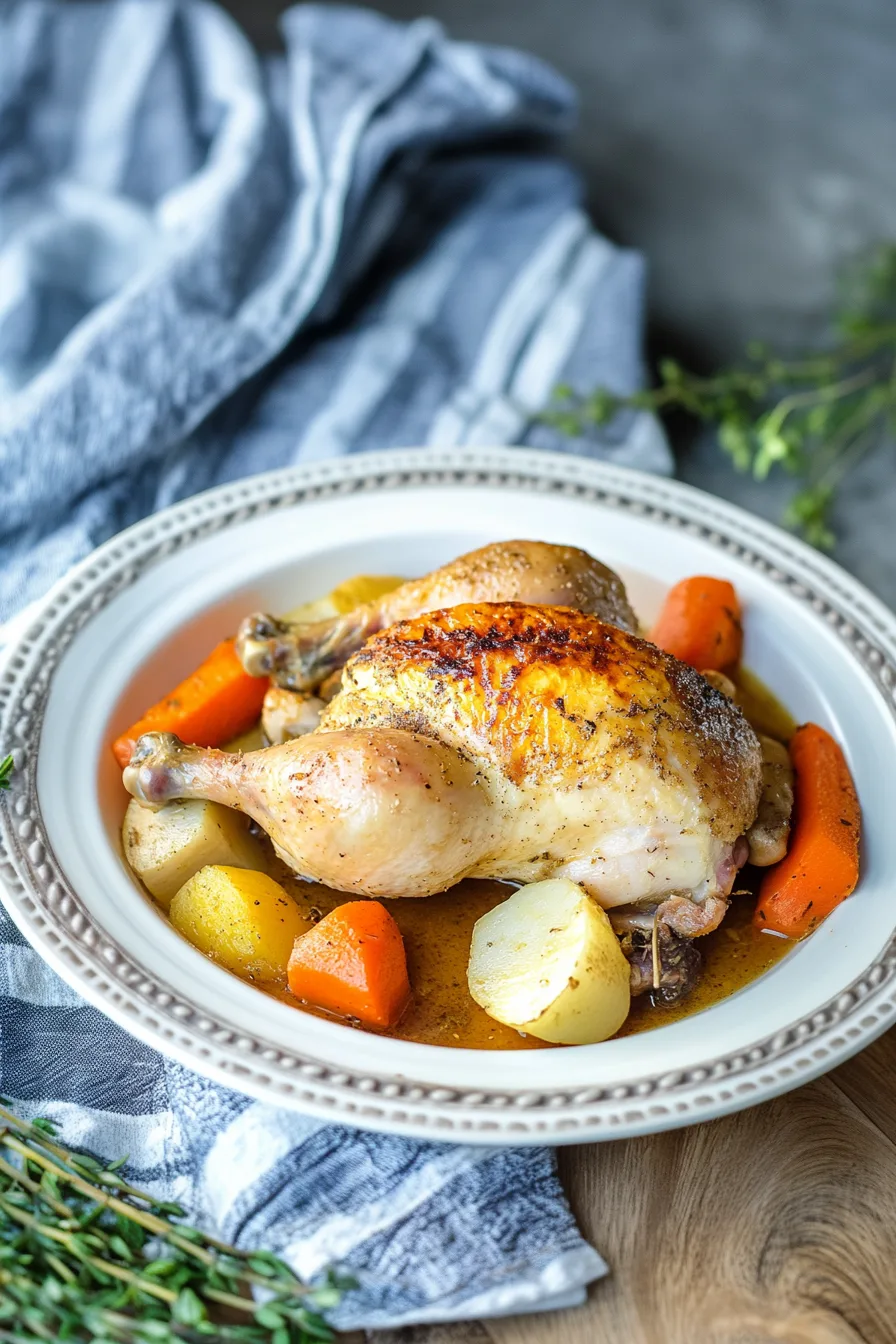 Rustic-style chicken and vegetables ready to be enjoyed