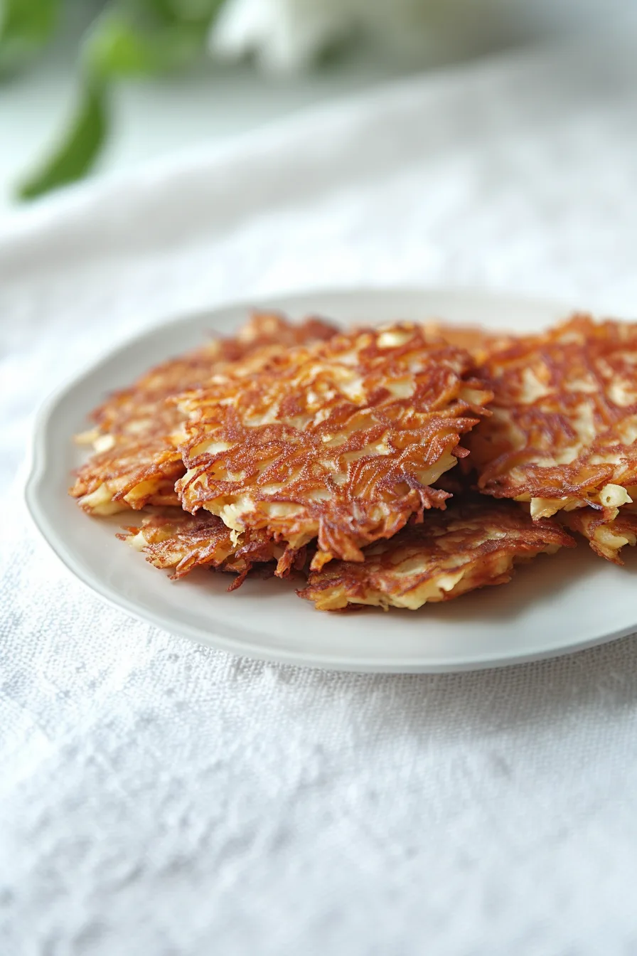 Plate of savory fried potato patties ready to enjoy