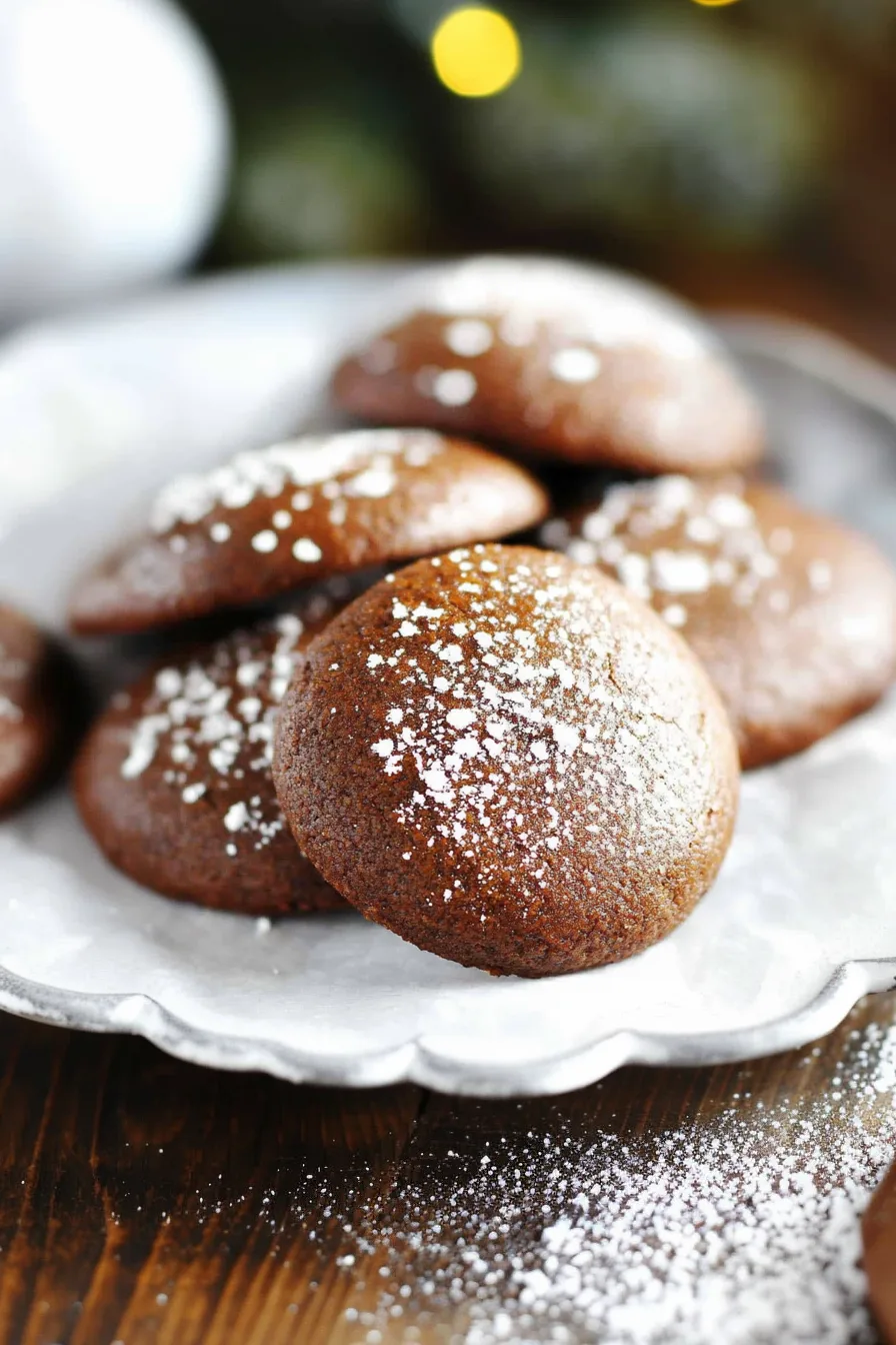 Pile of traditional German cookies showing a soft, chewy texture inside.