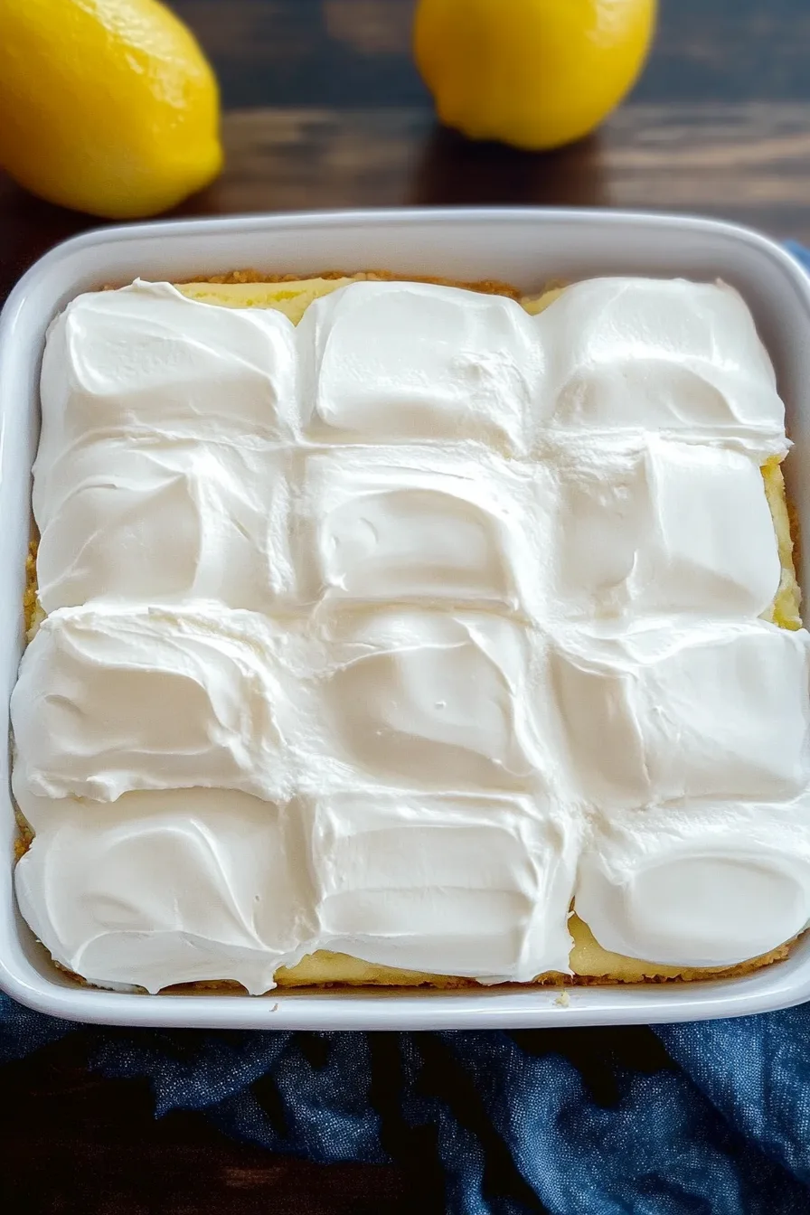 Close-up of fluffy cake layers with lemon filling.