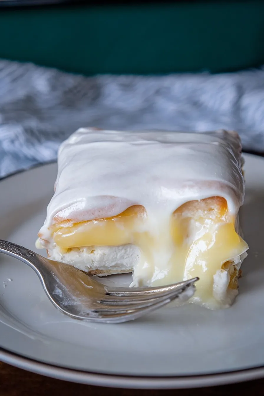 Refreshing no-bake dessert topped with whipped cream.