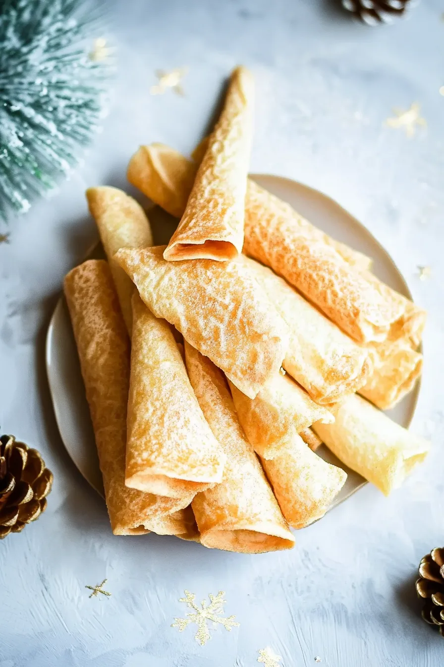 Delicate Scandinavian cookies with a lacy texture, styled for Christmas.