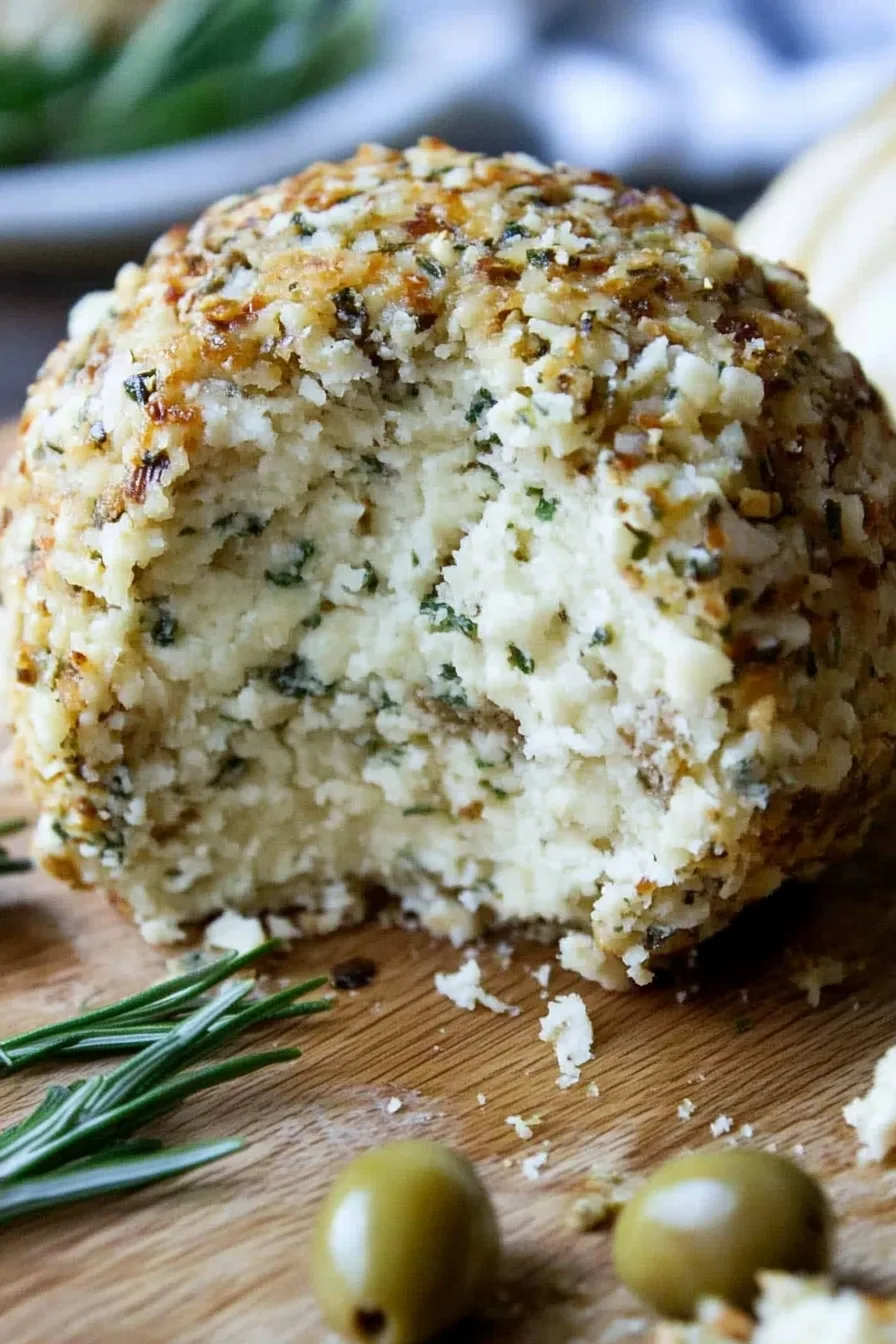 Savory cheese ball snack with a crunchy coating, ready for serving.
