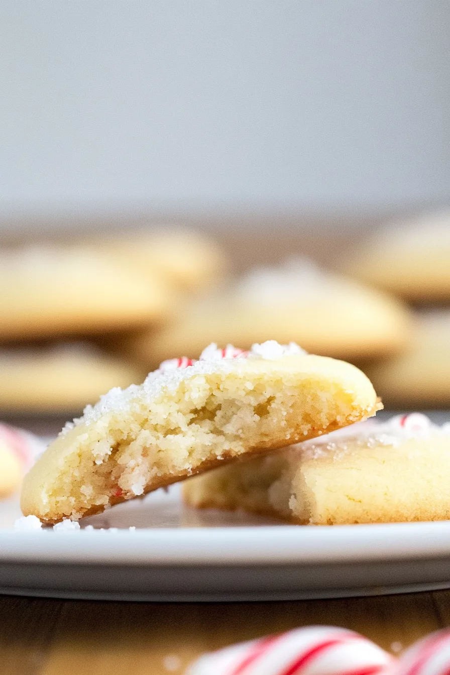 Plate of holiday cookies decorated with peppermint and chocolate drizzle