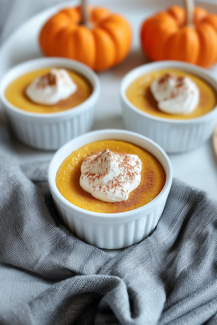 Silky custard garnished lightly with nutmeg and whipped cream