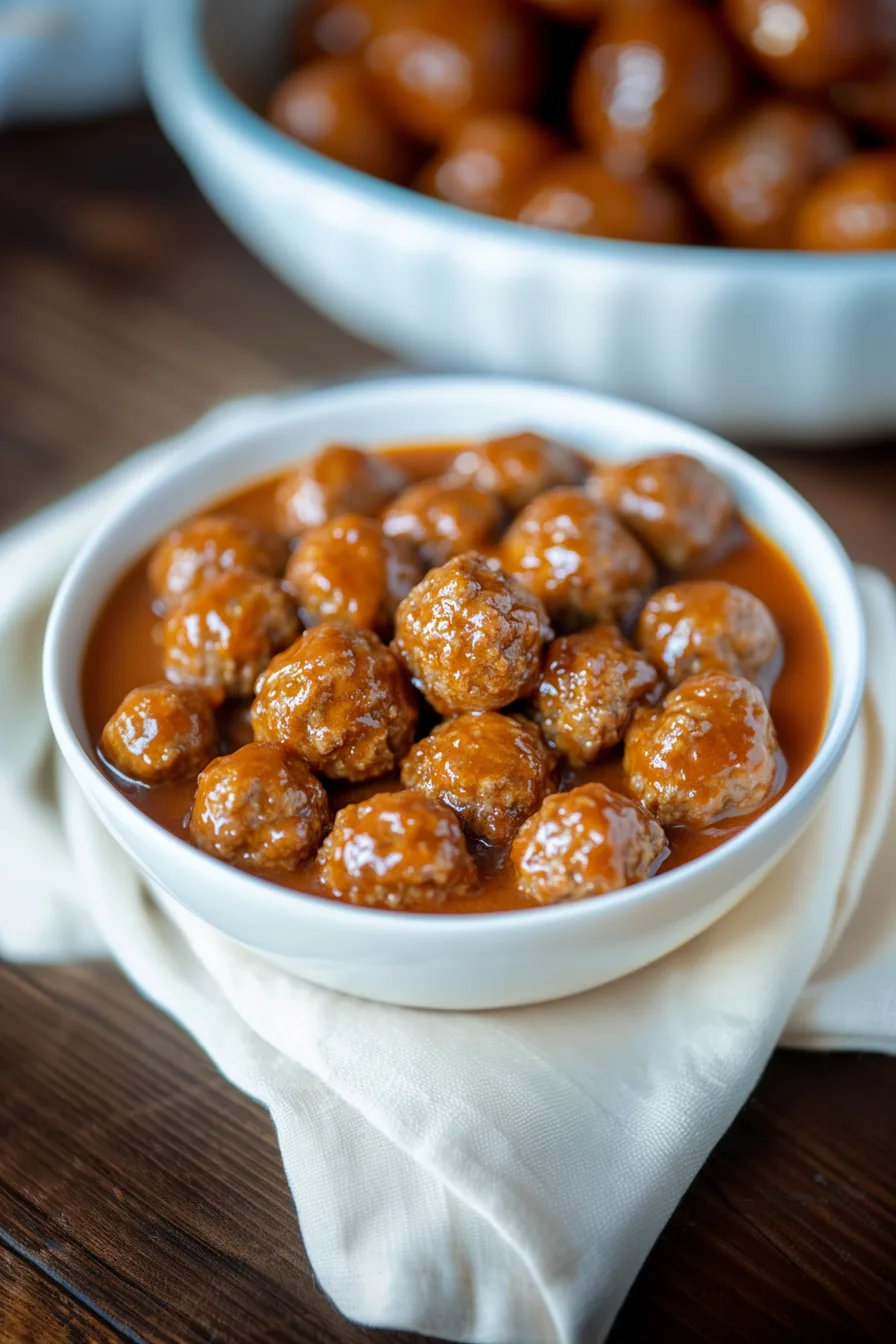 Meatballs arranged on a platter, drizzled with rich pumpkin sauce.