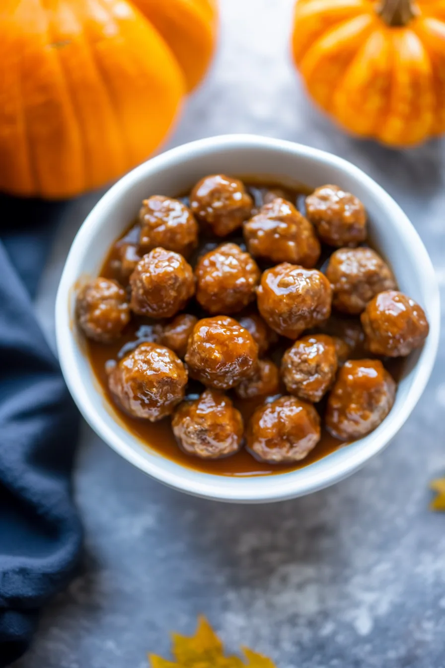 Final presentation of glazed meatballs ready to serve.