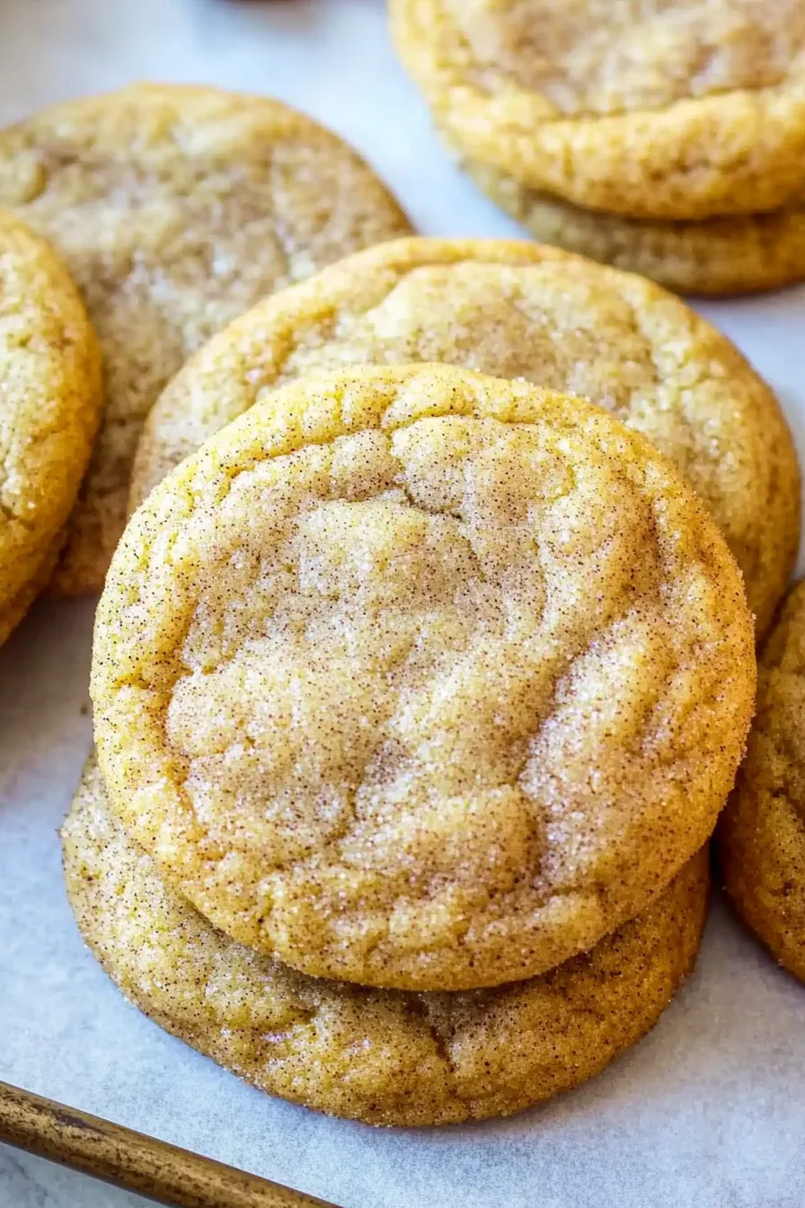 Close-up of soft, chewy cookies with a golden-brown finish