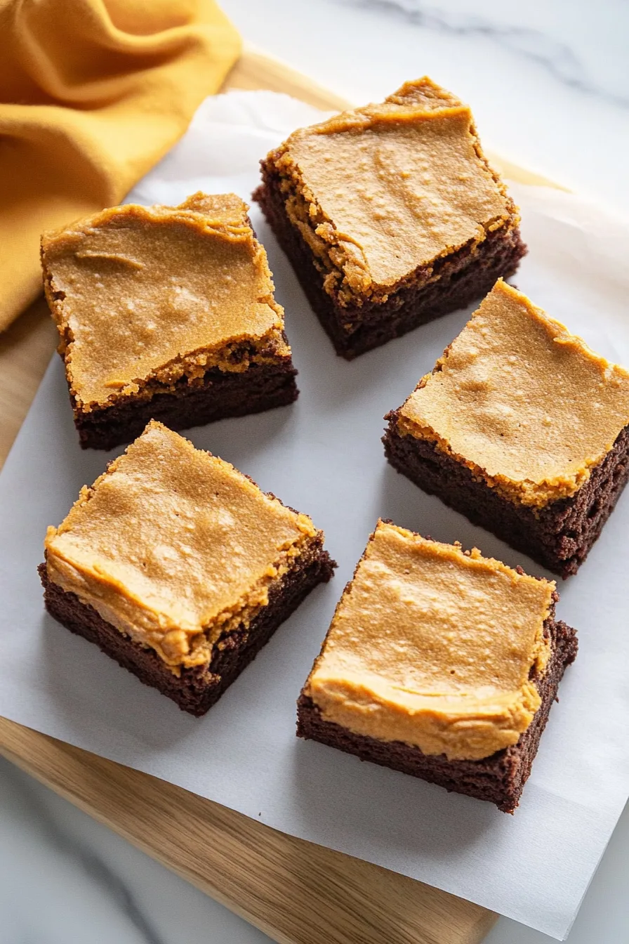 Homemade brownies with a golden spiced swirl baked on top