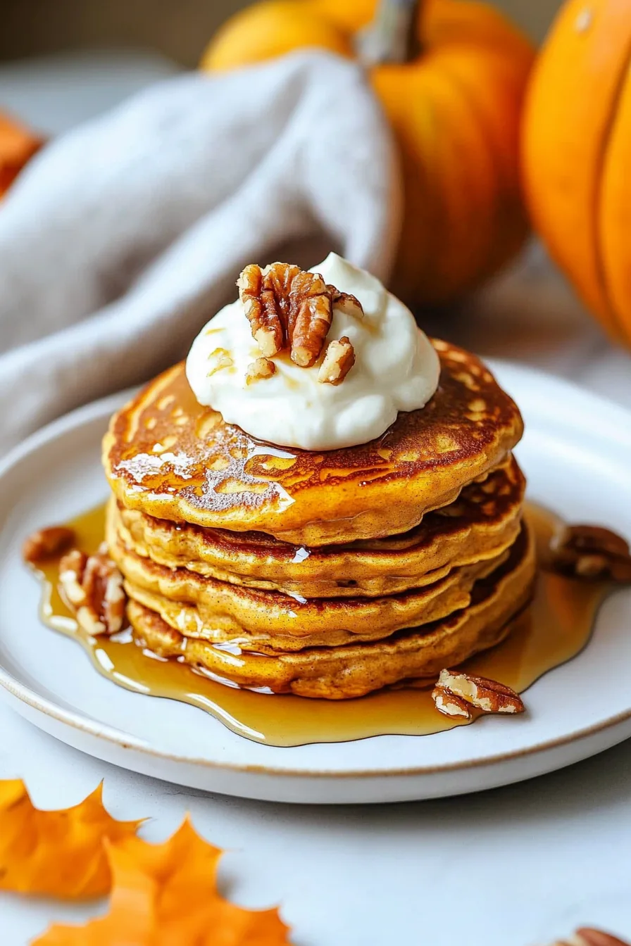 Freshly made pancakes served with a generous drizzle of syrup