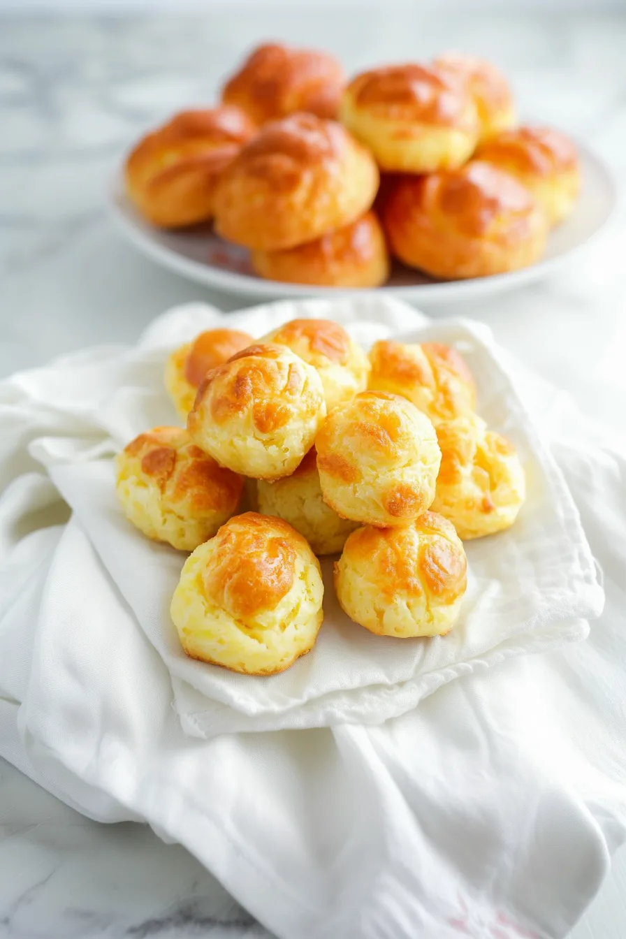 Fluffy pastry bites with a crispy, cheesy top