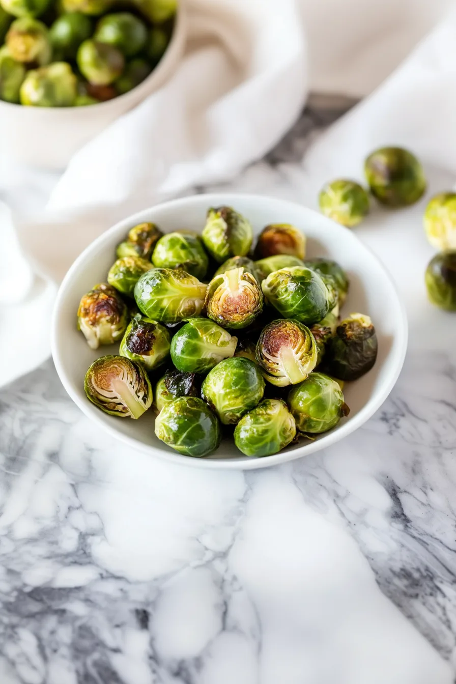 Roasted Brussels sprouts with a shiny honey mustard coating