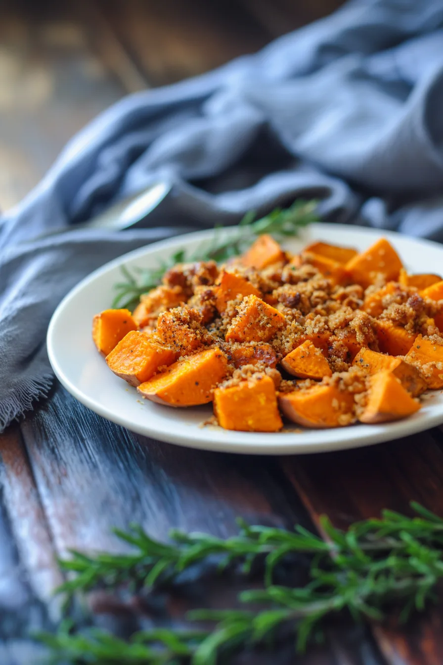 Sweet potato pieces with a golden crust, ready to eat