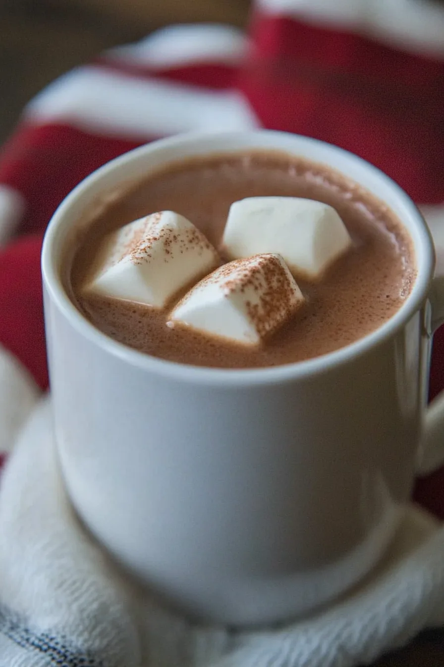 Steaming cup of chocolatey drink perfect for winter