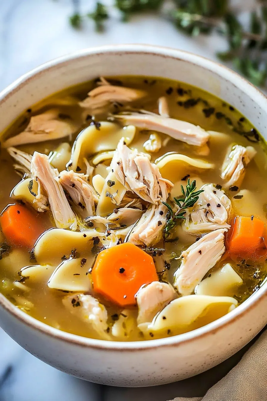 Comforting homemade soup served in a rustic ceramic bowl