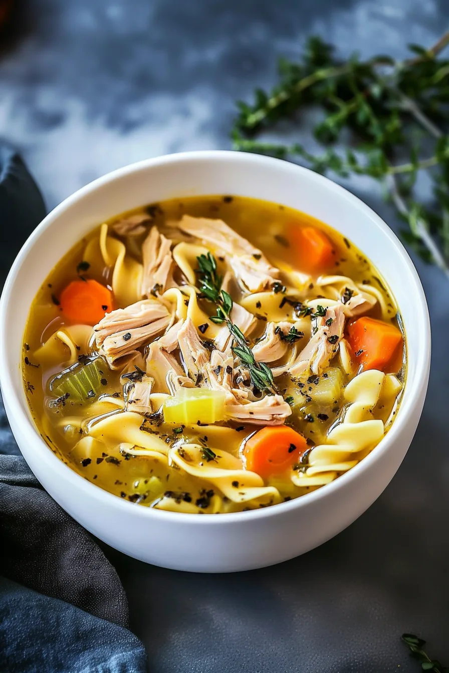 Freshly prepared soup garnished with parsley, ready to enjoy