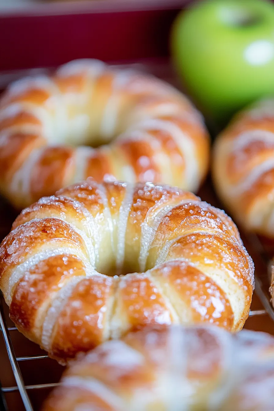 Baked apple rings cooling on a wire rack
