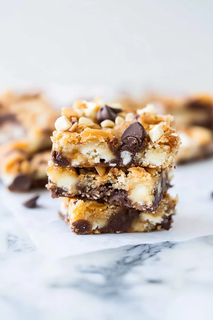 Freshly cut bars stacked on a light surface, showing rich layers of texture.
