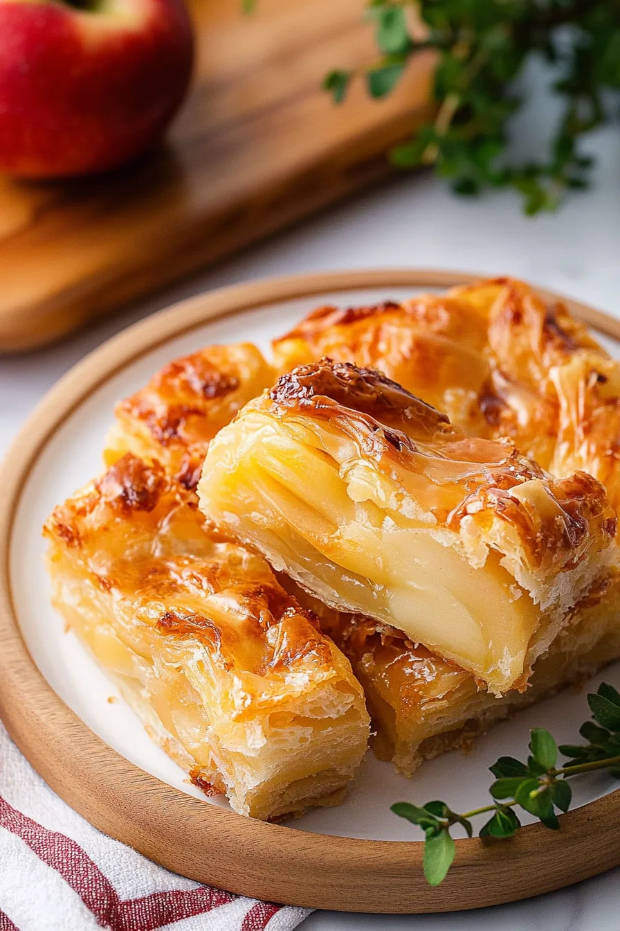 Flaky pastry bake with layers of apple, melted brie, and a crunchy topping.