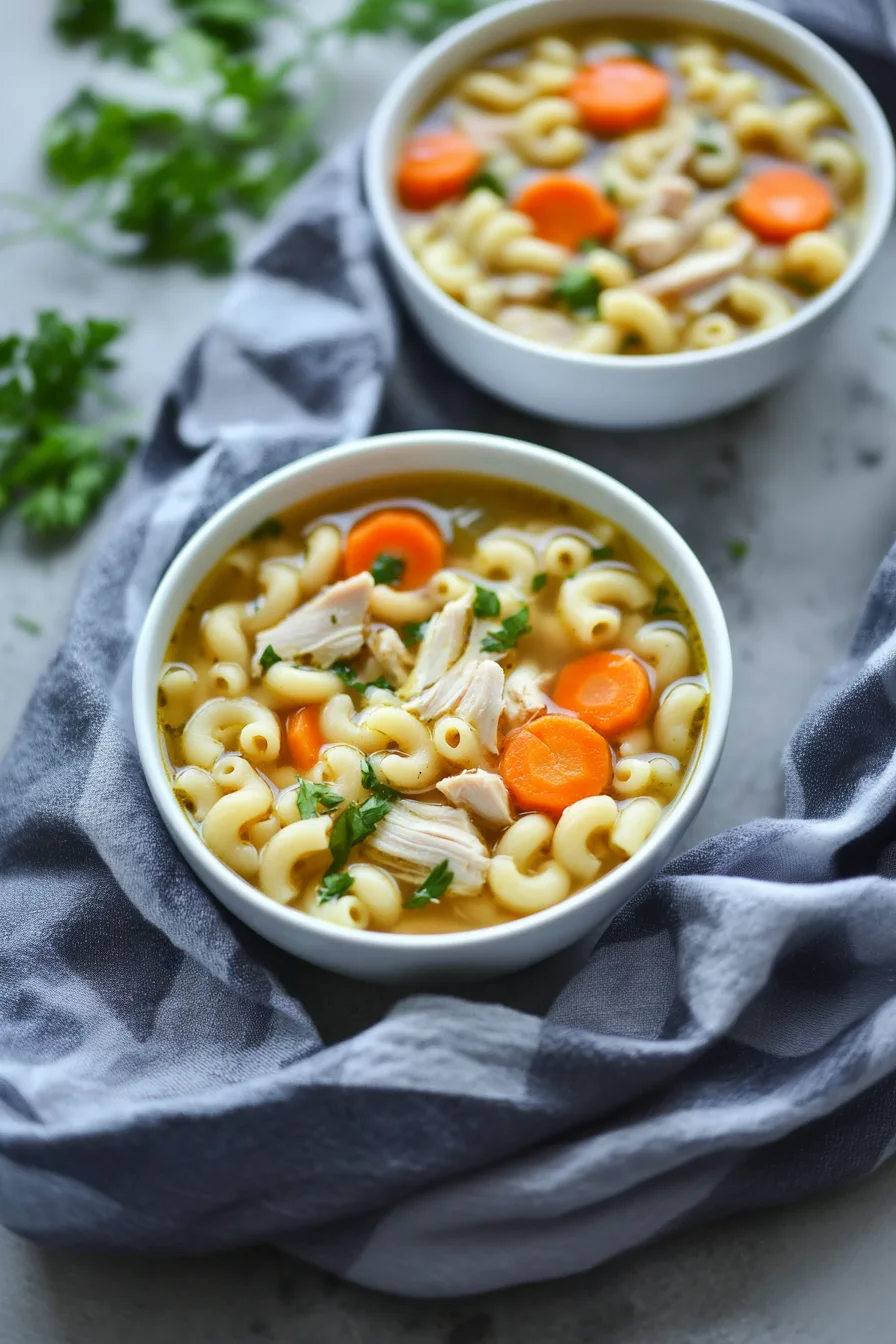 Comfort food favorite made with pasta, chicken, and flavorful broth.
