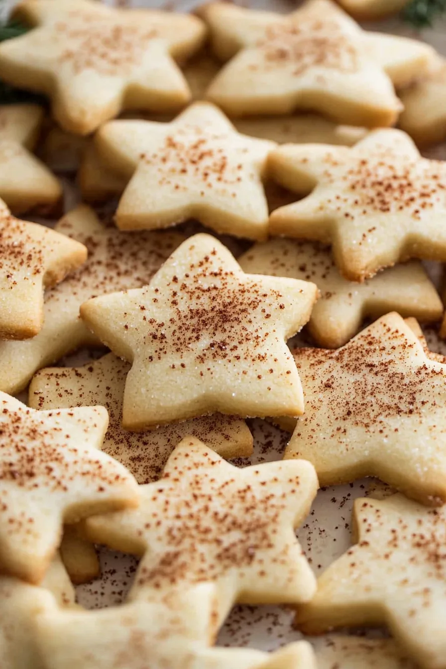 Freshly baked eggnog cookies with a light dusting of spice