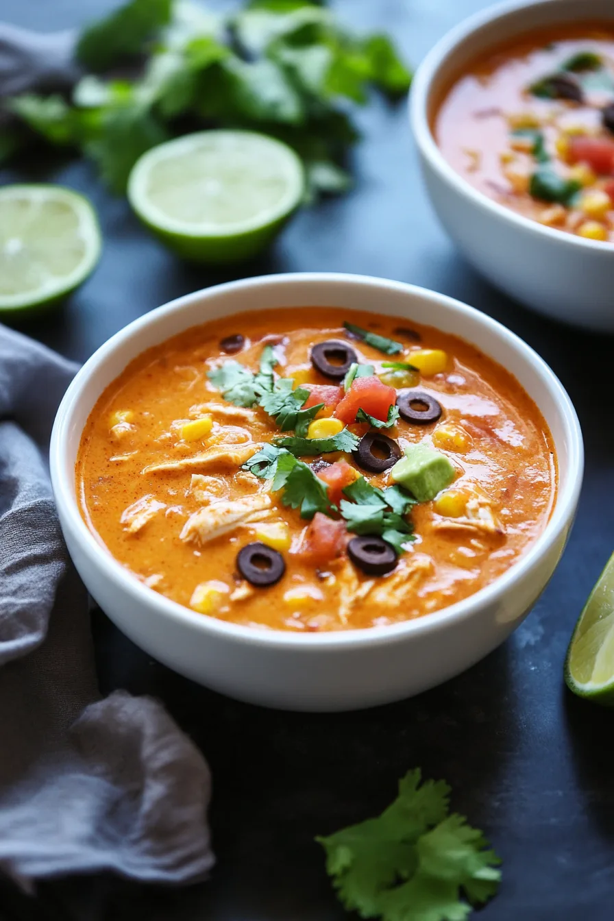 Creamy, flavorful chicken and bean soup topped with fresh herbs and sliced chilies.