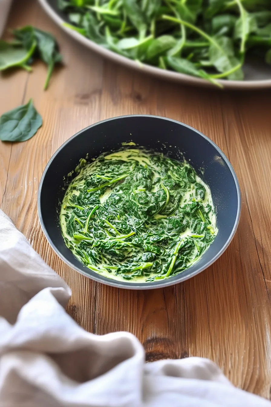 Homemade creamed spinach with a glossy, comforting finish