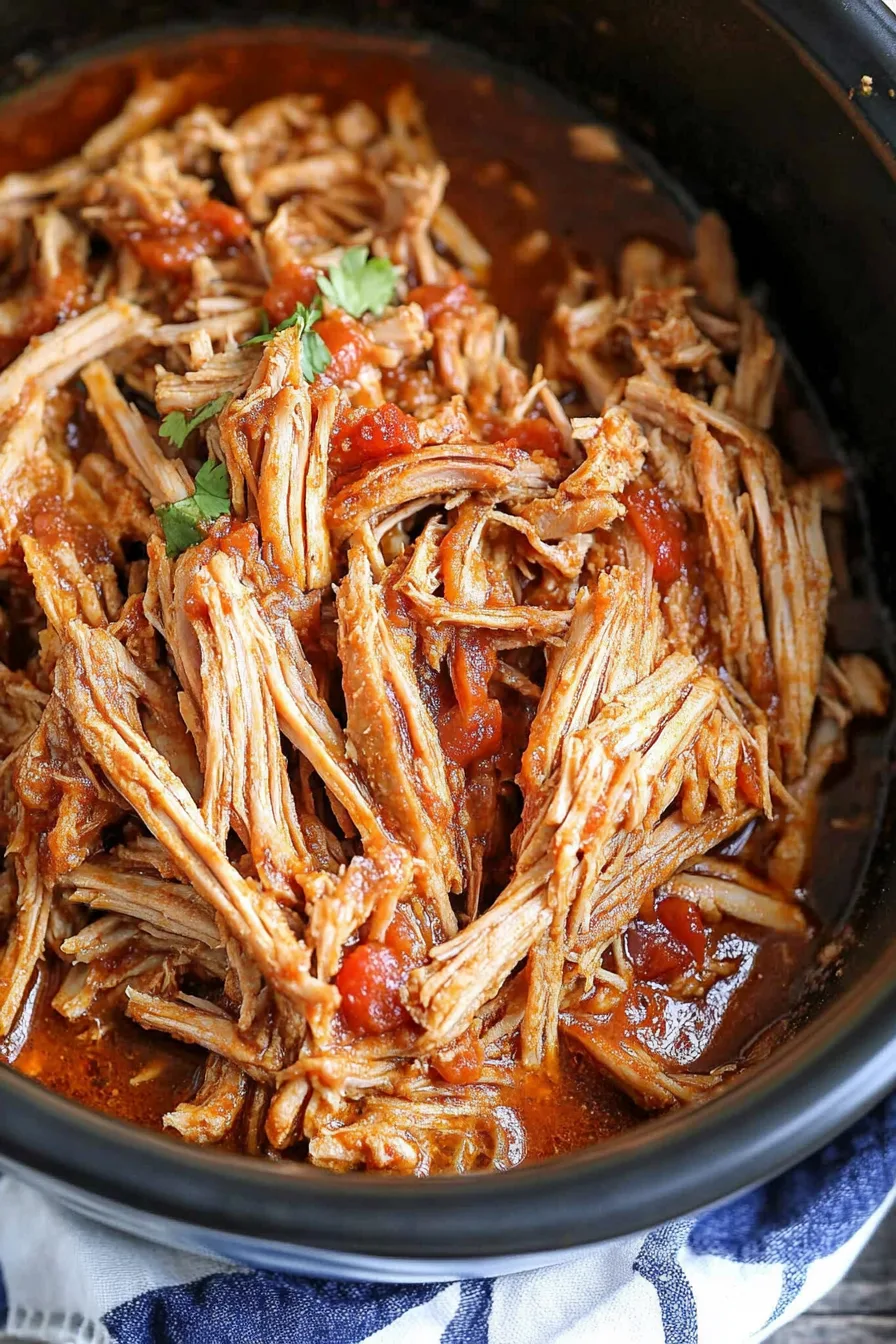 Close-up of cheesy shredded pork tacos fresh from the oven.