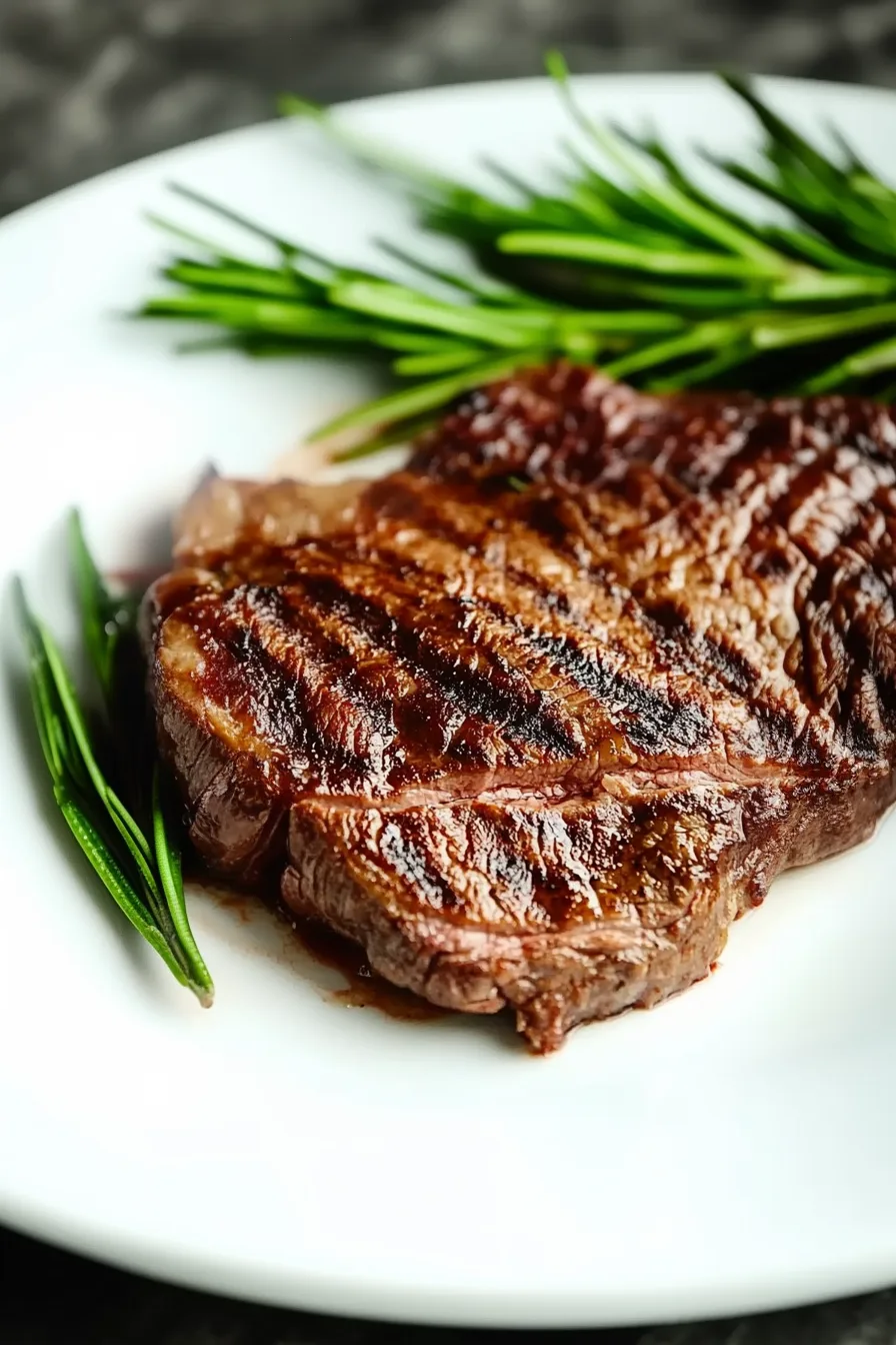 Perfectly browned steak with a tender pink center and buttery glaze.