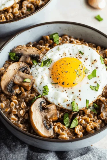 Farro Bowls with Mushroom & Egg