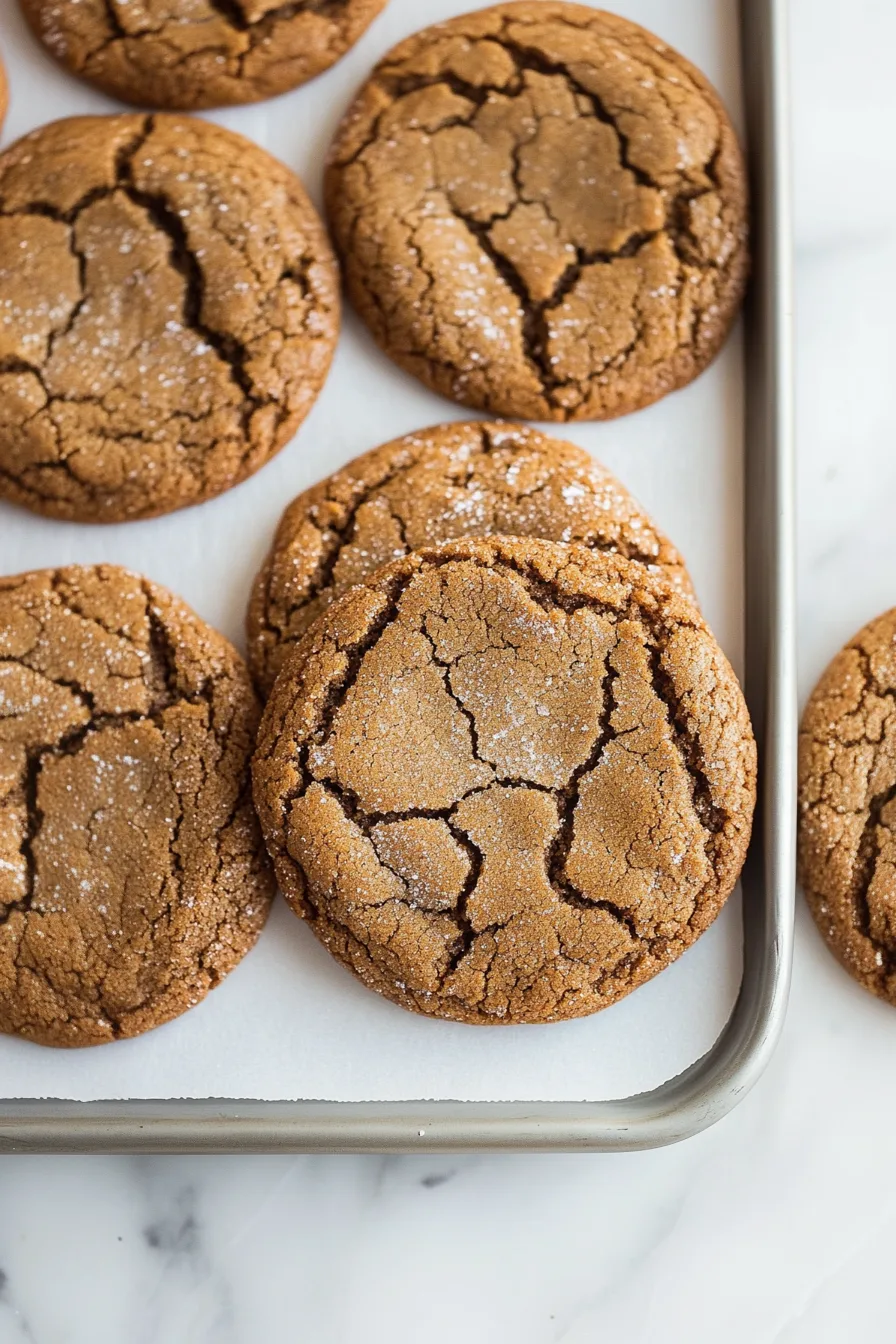 Sugar-coated cookies arranged in a neat stack on parchment paper.