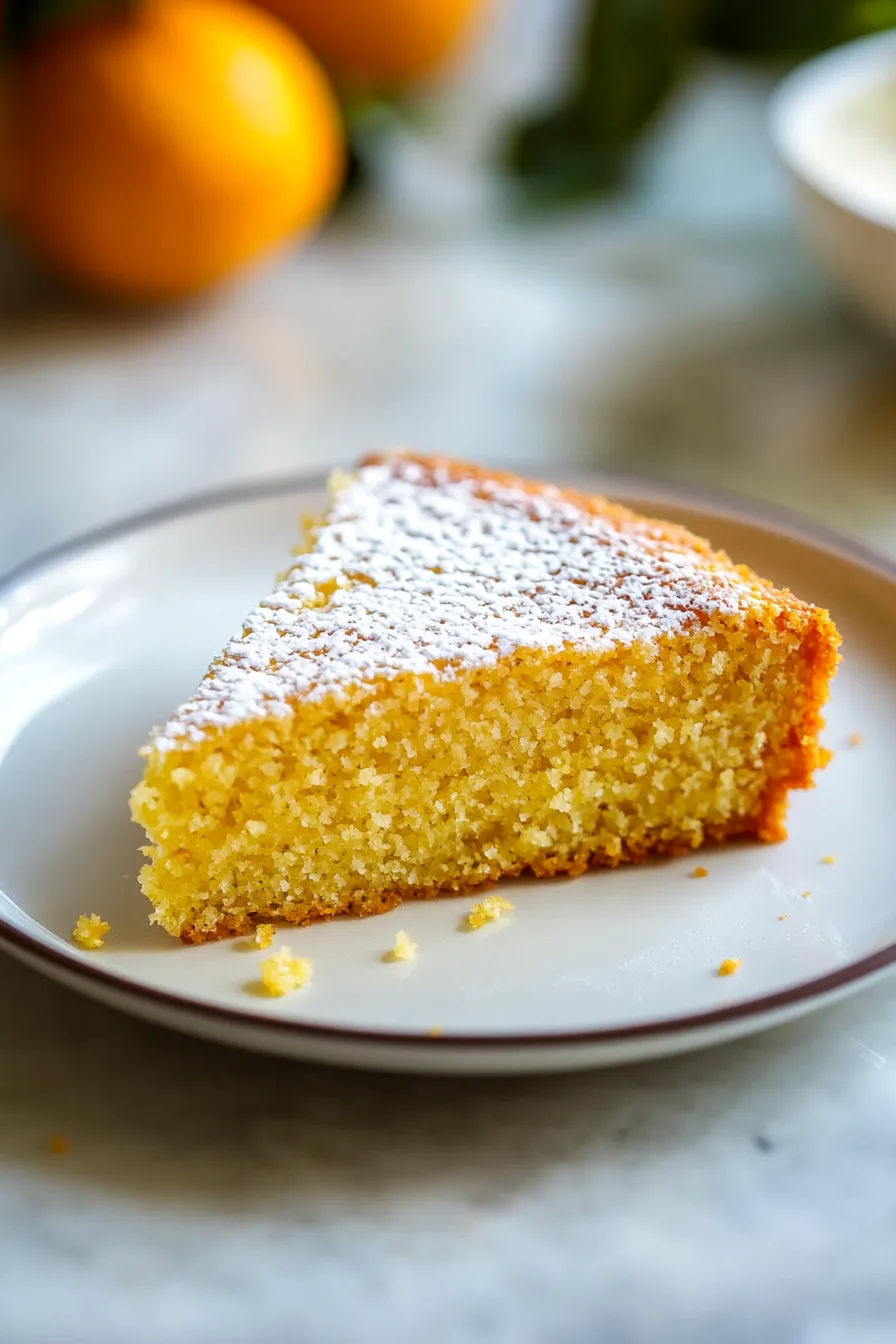 Golden cornmeal cake with a delicate glaze and soft, fluffy texture.