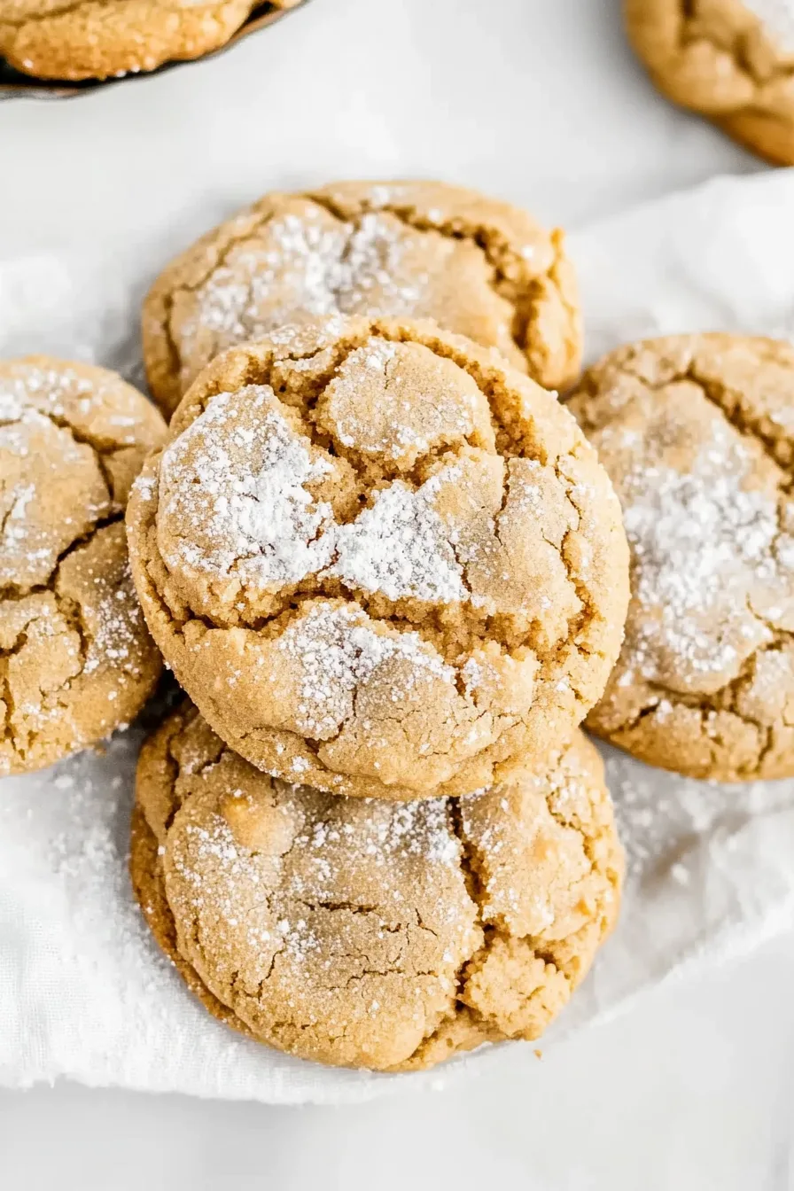 Sweet holiday cookies sprinkled with powdered sugar on a baking tray