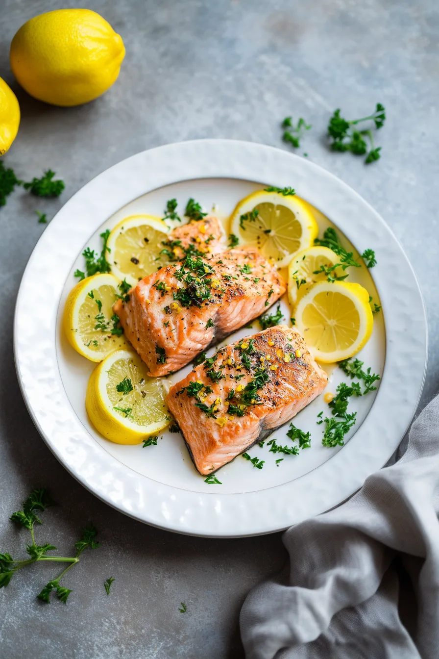 Flaky baked fish fillets with zesty lemon and pepper seasoning on a plate.