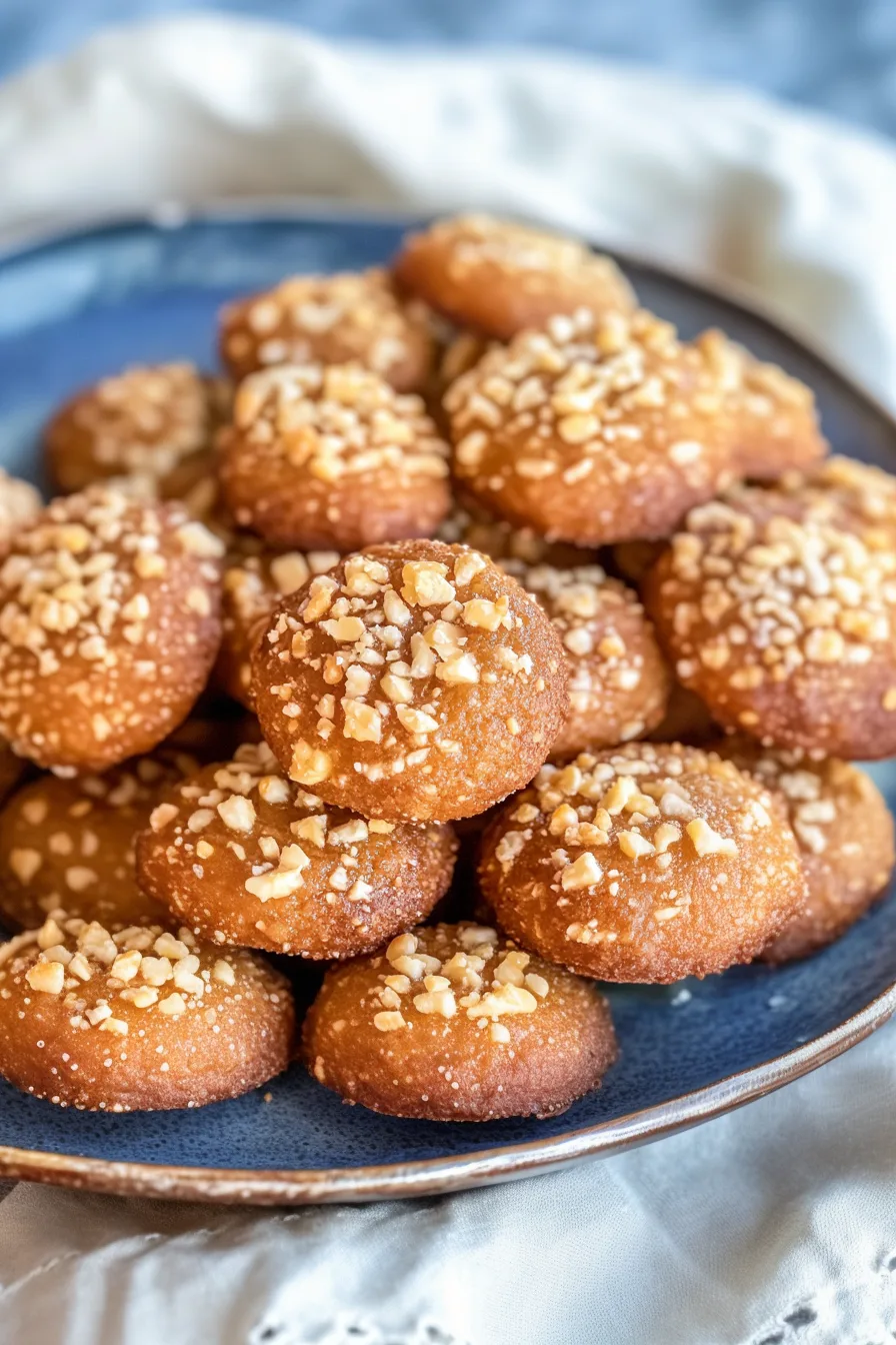 Sweet syrup-soaked pastries arranged on a platter, ready to serve.