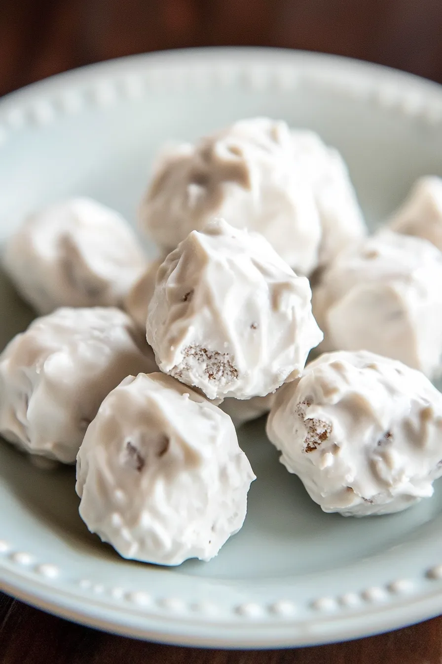 Delicate bite-sized cookies with a glossy white finish, ready to serve.