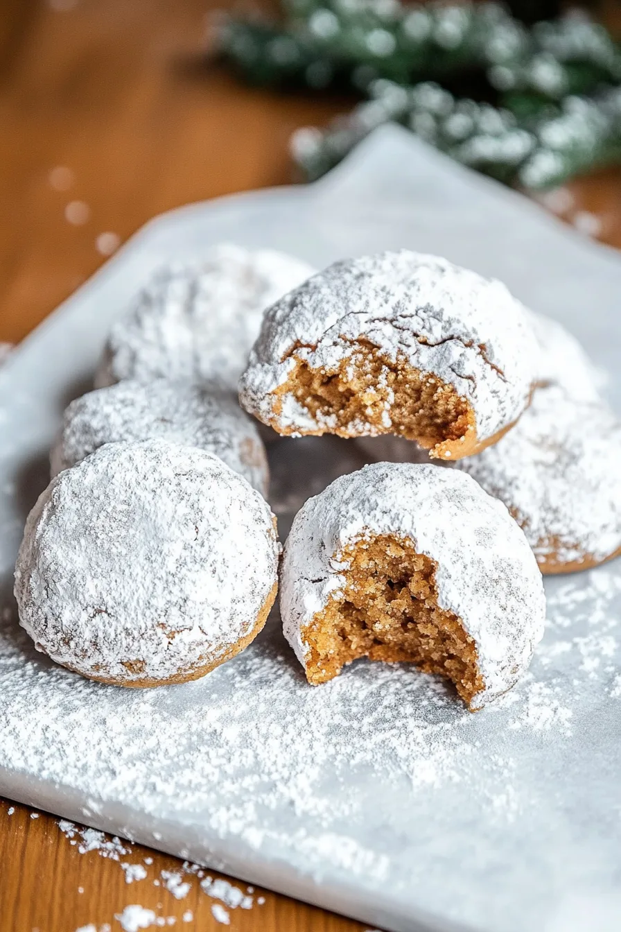 Traditional holiday cookies covered in white sugar, ready to enjoy with coffee."