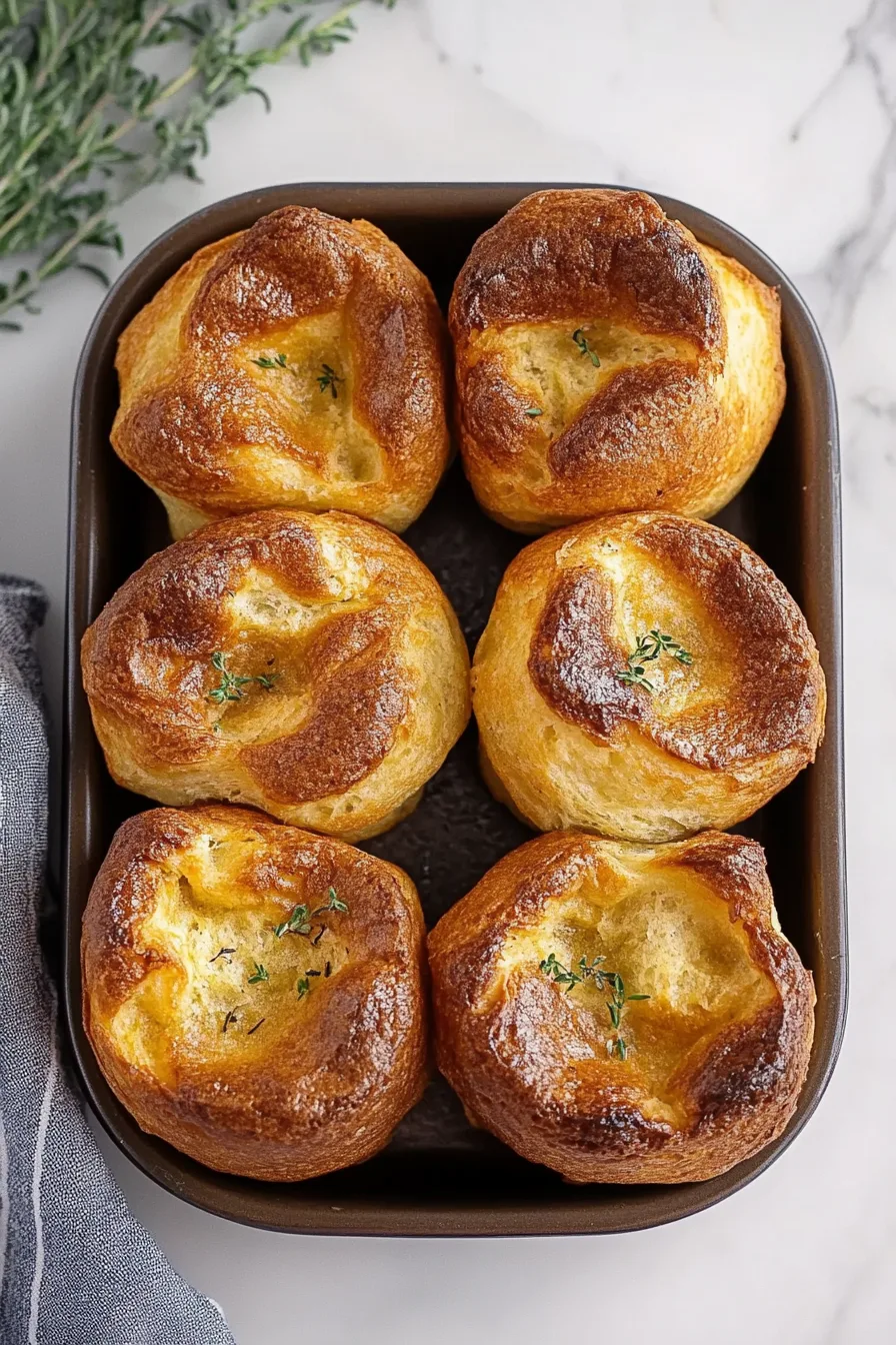 Golden, airy popovers fresh from the oven with a crisp crust and fluffy center.