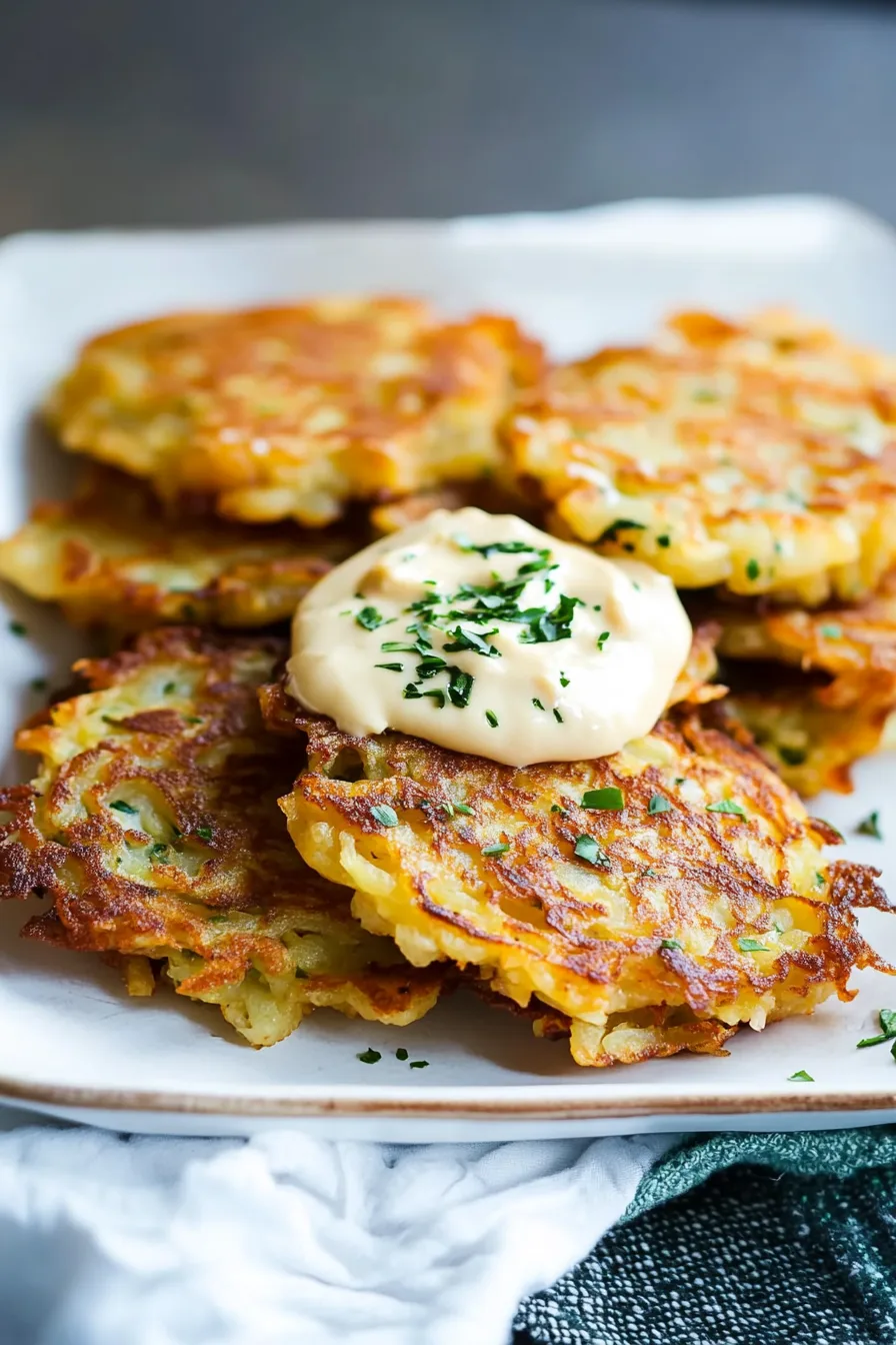 Stack of savory fritters sprinkled with chopped parsley.