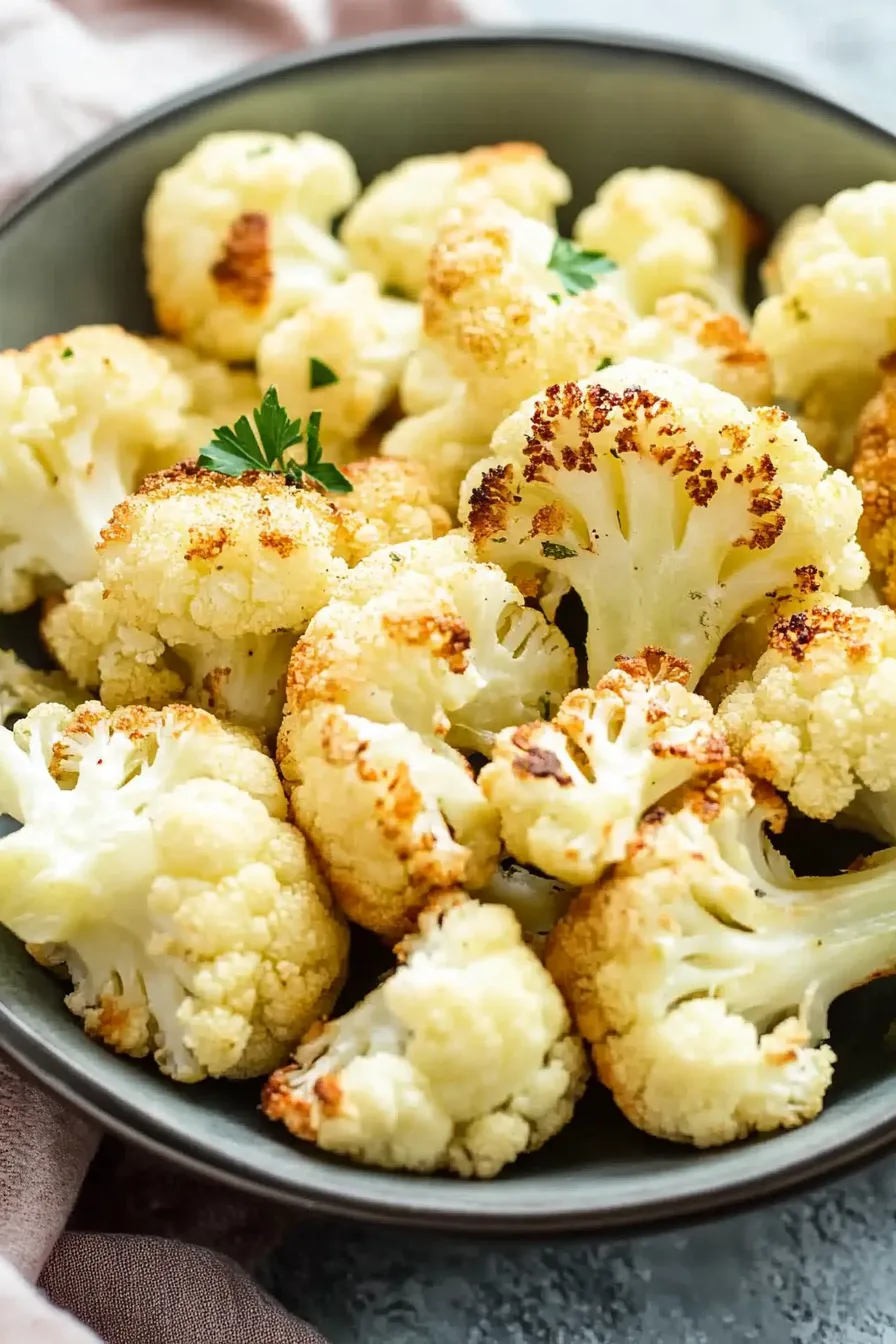 Oven-browned cauliflower with a light, caramelized texture.