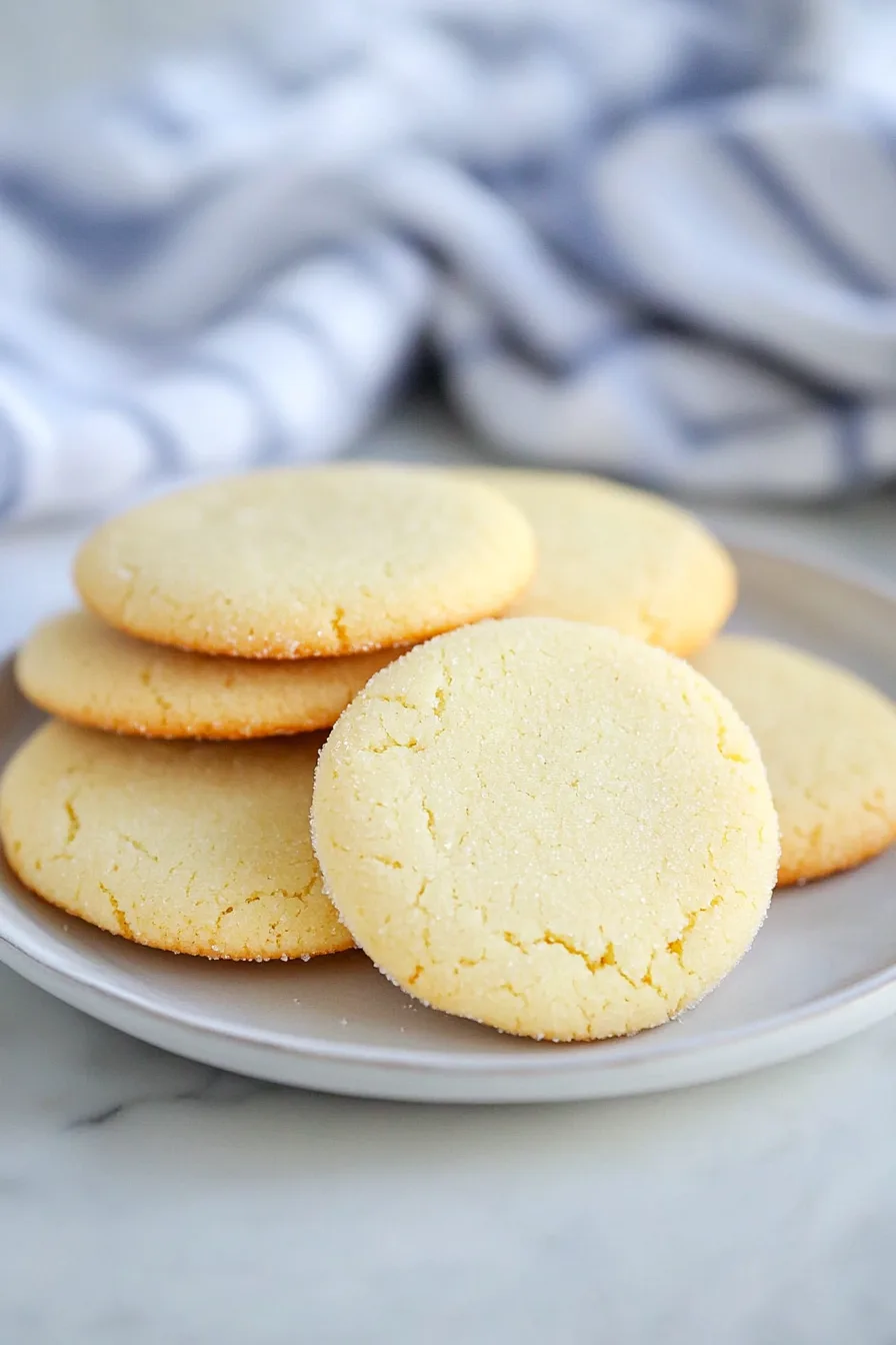 Freshly baked cookies showing a slightly cracked, buttery texture.