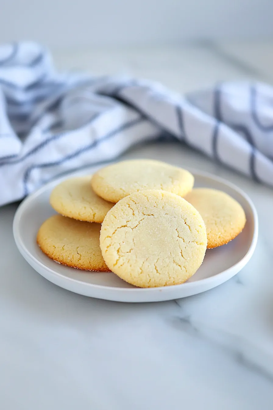 Soft, round cookies with crisp edges on a white plate.