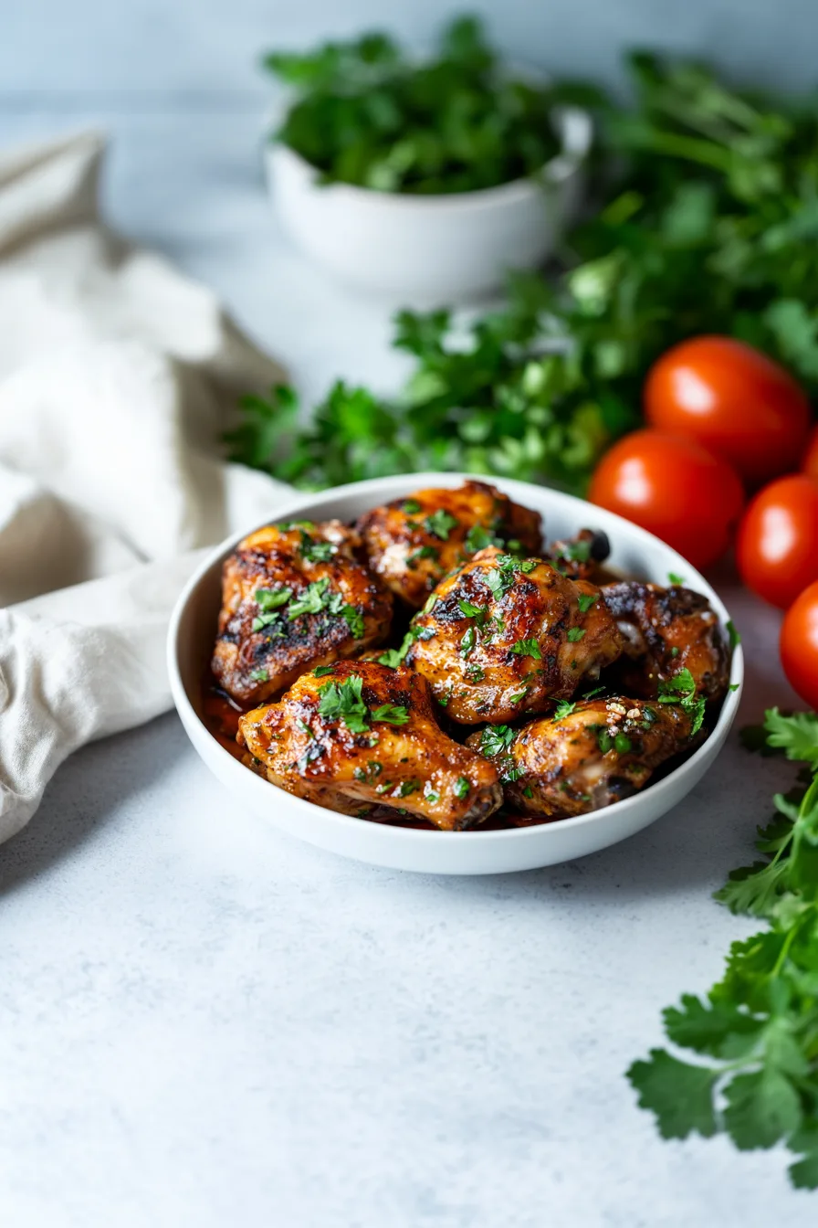 Juicy roasted chicken pieces coated in a glossy, spicy orange sauce.